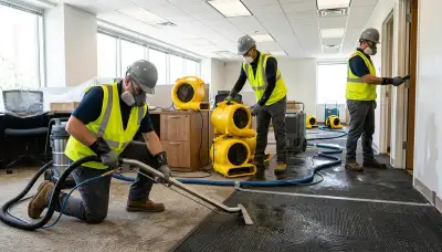 Commercial water damage restoration crew in Port Charlotte, FL removing storm and flood moisture