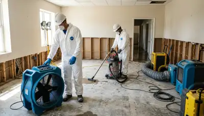 Flood damage cleanup crew restoring a Port Charlotte, FL home after heavy rain and storm surge