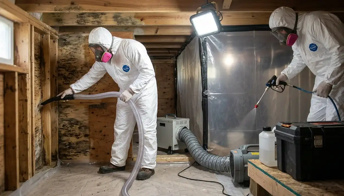 Mold removal technician serving Port Charlotte, FL for water damage and moisture cleanup