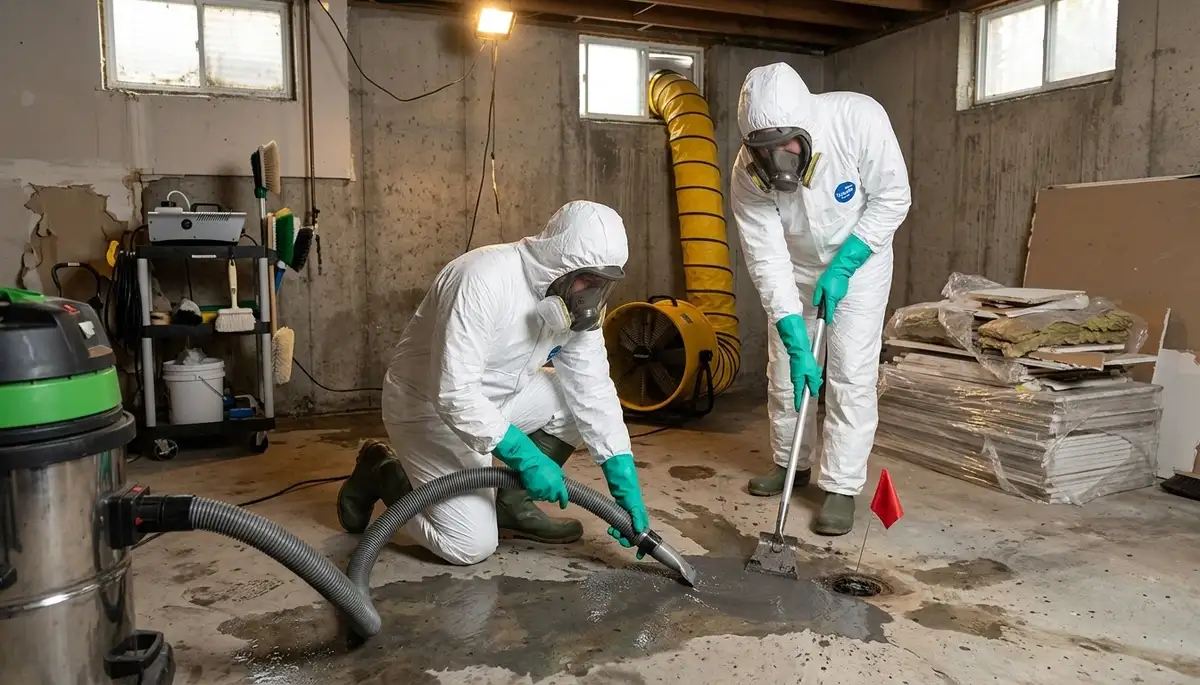 Sewage cleanup technician sanitizing a Port Charlotte, FL home after a sewer backup
