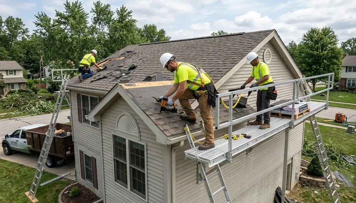 Storm damage restoration team repairing water damage in Port Charlotte, FL home