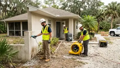 Water damage restoration team serving Port Charlotte, FL on-site for emergency cleanup and repairs