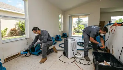 Water damage restoration team in Port Charlotte, FL drying and repairing a damaged property