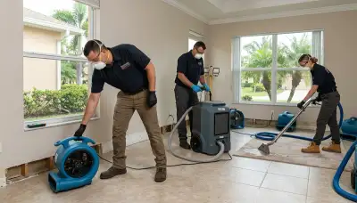 Water damage restoration team in Port Charlotte, FL assisting a local property cleanup