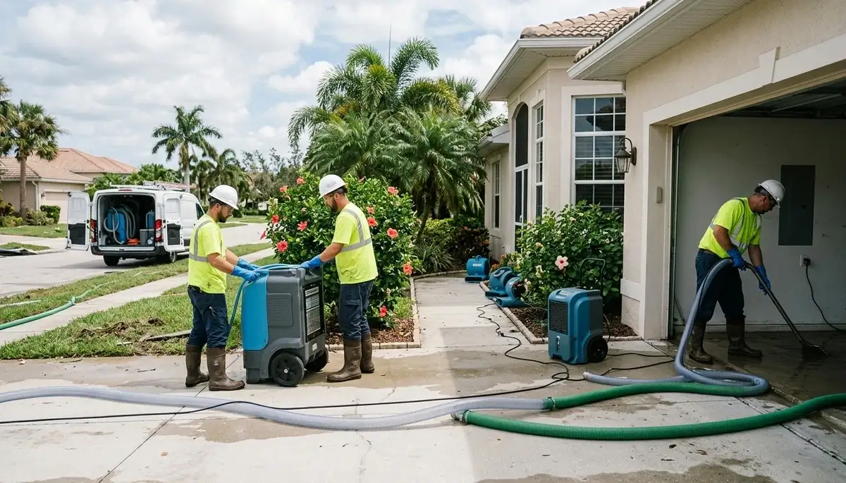 Water damage restoration team in Port Charlotte, FL providing emergency cleanup and drying services